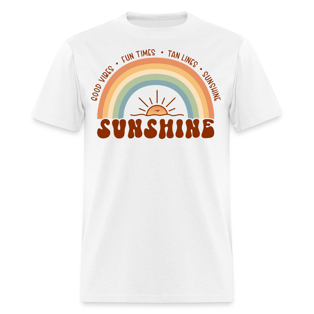 Good Vibes Retro Summer Fun Times Tan Lines Beach T-shirt - white