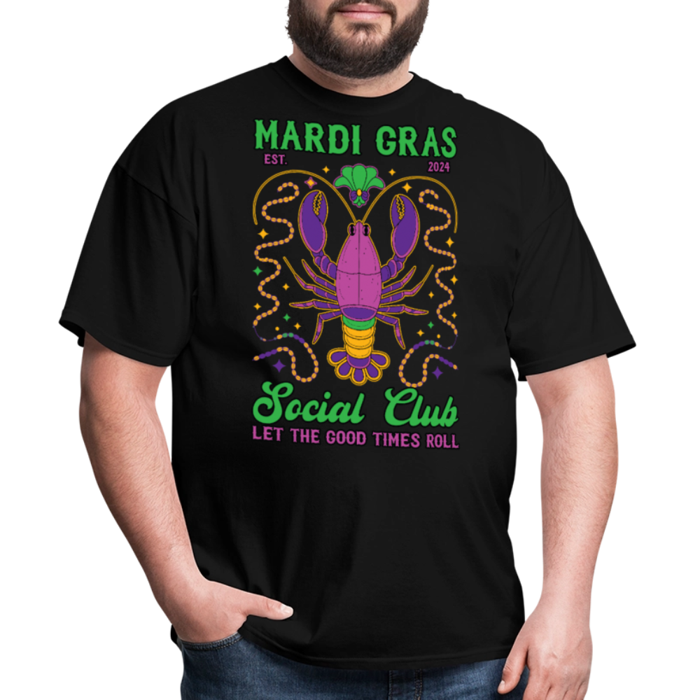 Mardi Gras Social Club Tee Crawfish-themed Mardi Gras T-shirt - black