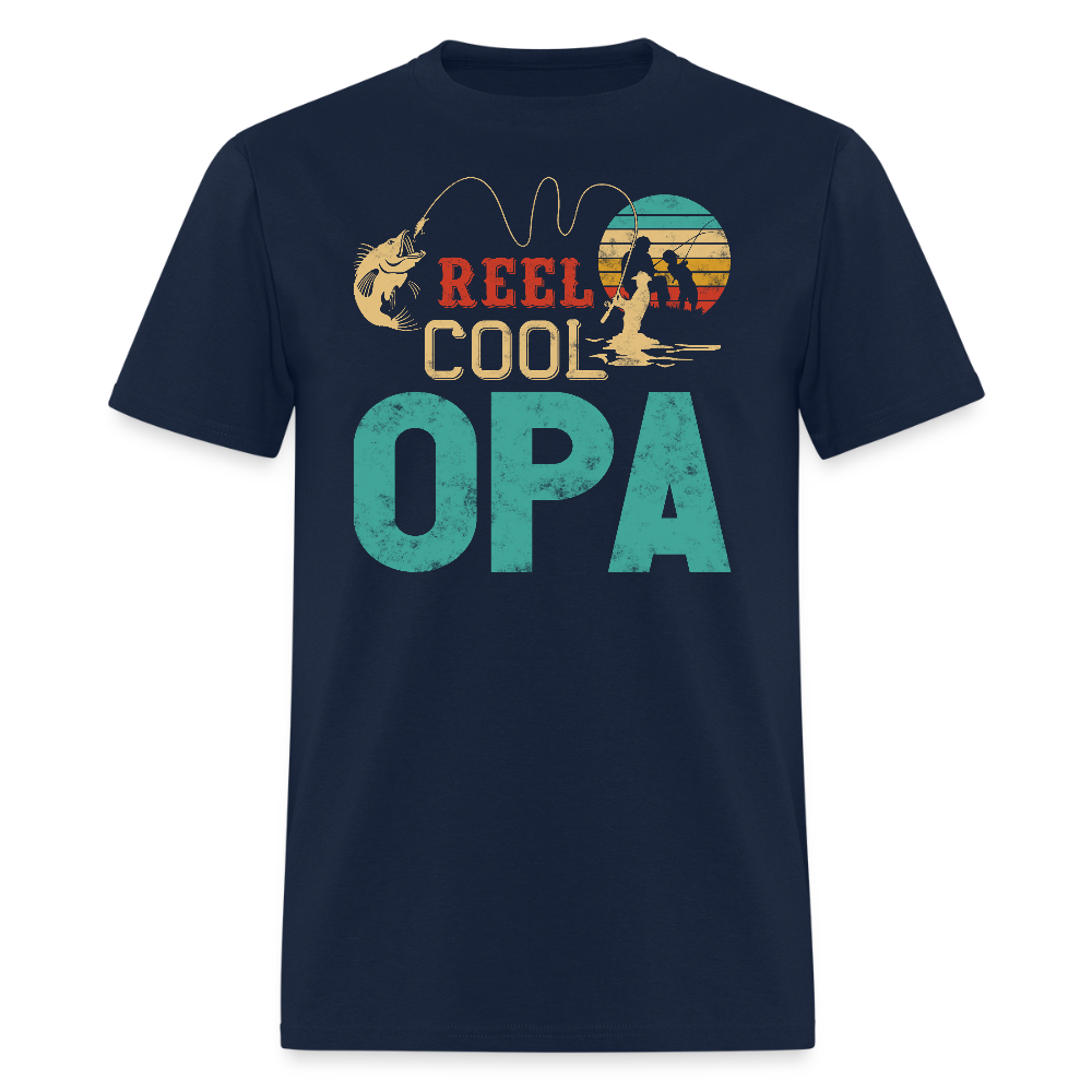 Reel Cool Opa Fishing Father’s Day T-Shirt - navy