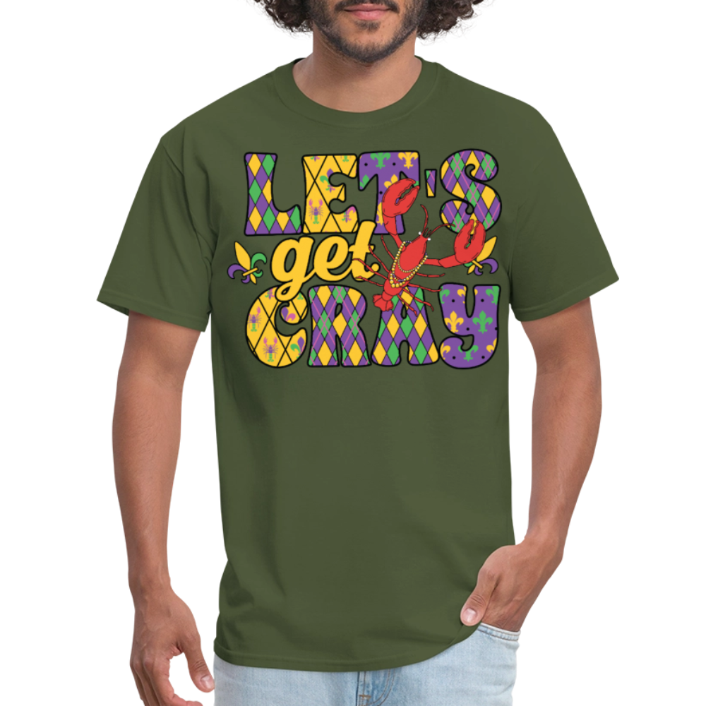 Let’s Get Cray Mardi Gras Crawfish Party T-Shirt - military green