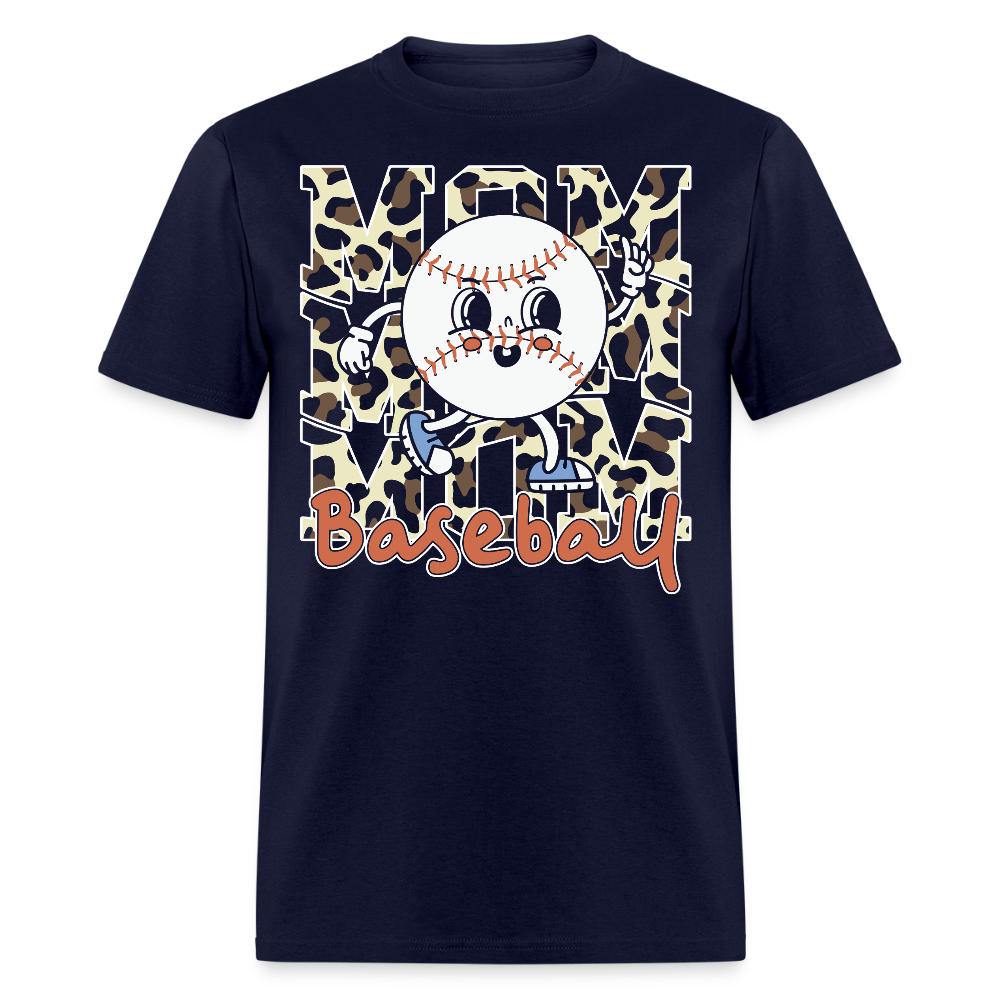 Cute And Stylish Baseball Mom Leopard Print T-shirt - navy