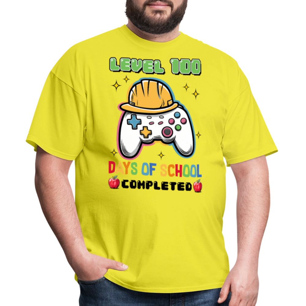 Level 100 Days Of School Gamer Shirt Level Up School Milestone T-shirt - yellow