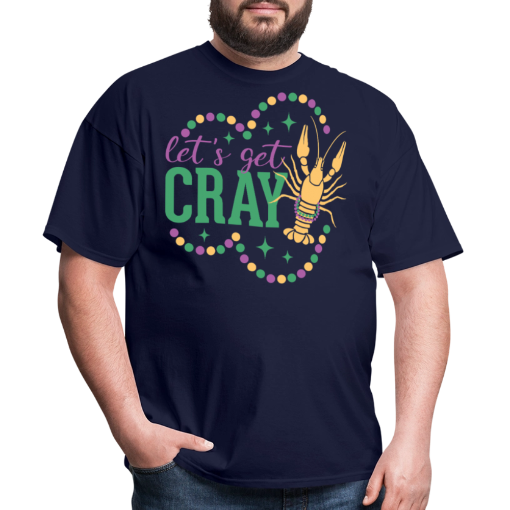 Let’s Get Gray Crawfish Graphic Tee Funny Mardi Gras T-shirt - navy