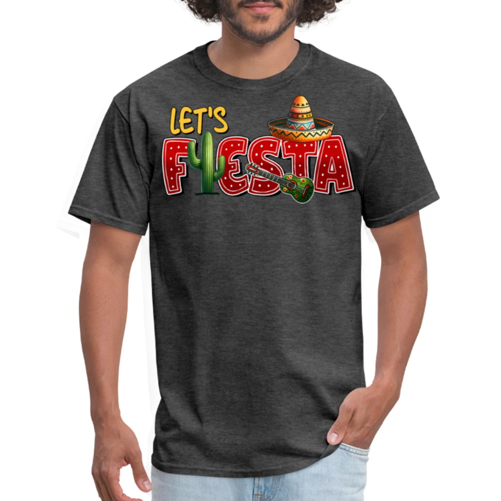 Funny Fiesta Party Graphic Tee Let's Fiesta Mexican Theme T-shirt - heather black