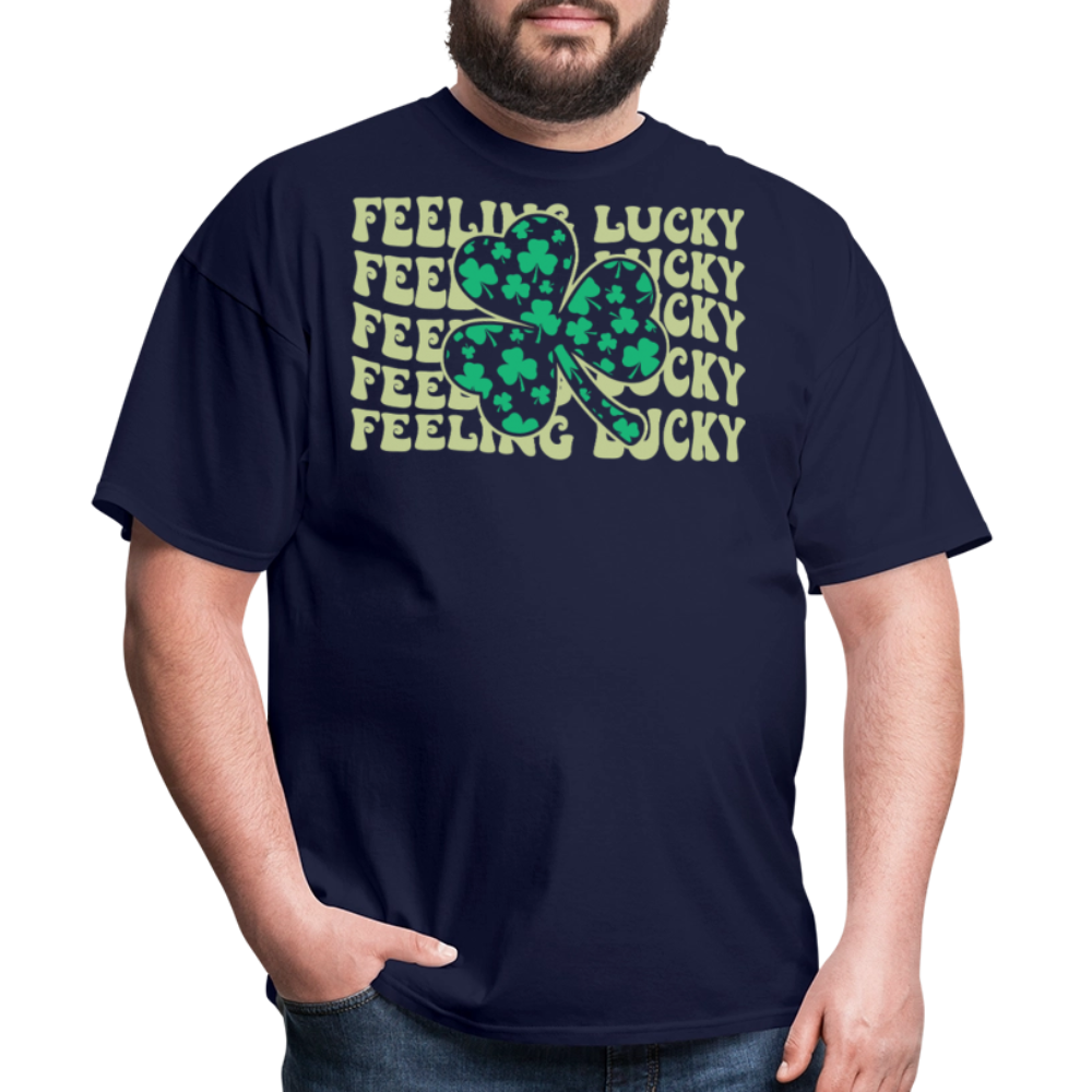 Feeling Lucky Irish Clover T-shirt - navy