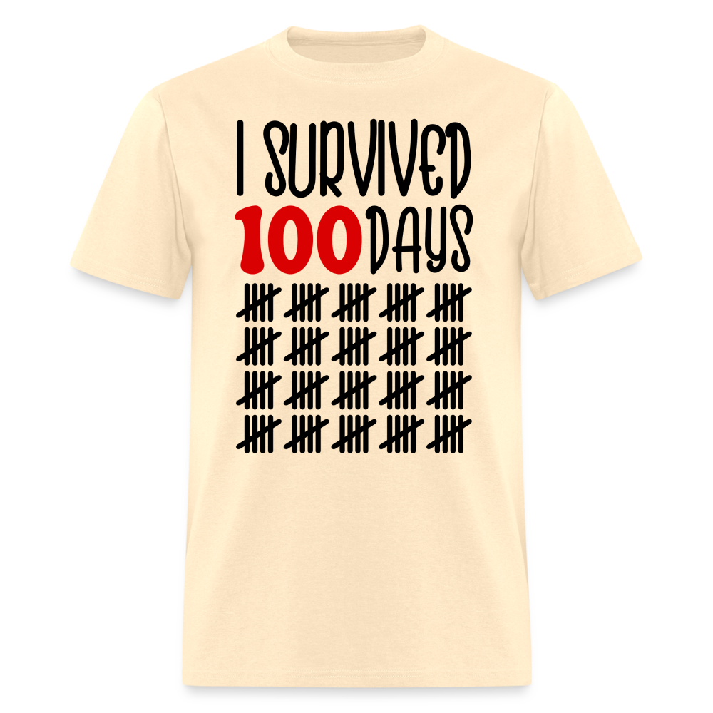 Funny 100 Days Survived School Tee Teacher Appreciation T-shirt - natural