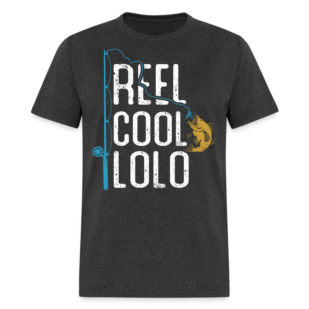 Reel Cool Lolo Tee Grandpa Fishing Gift T-shirt - heather black