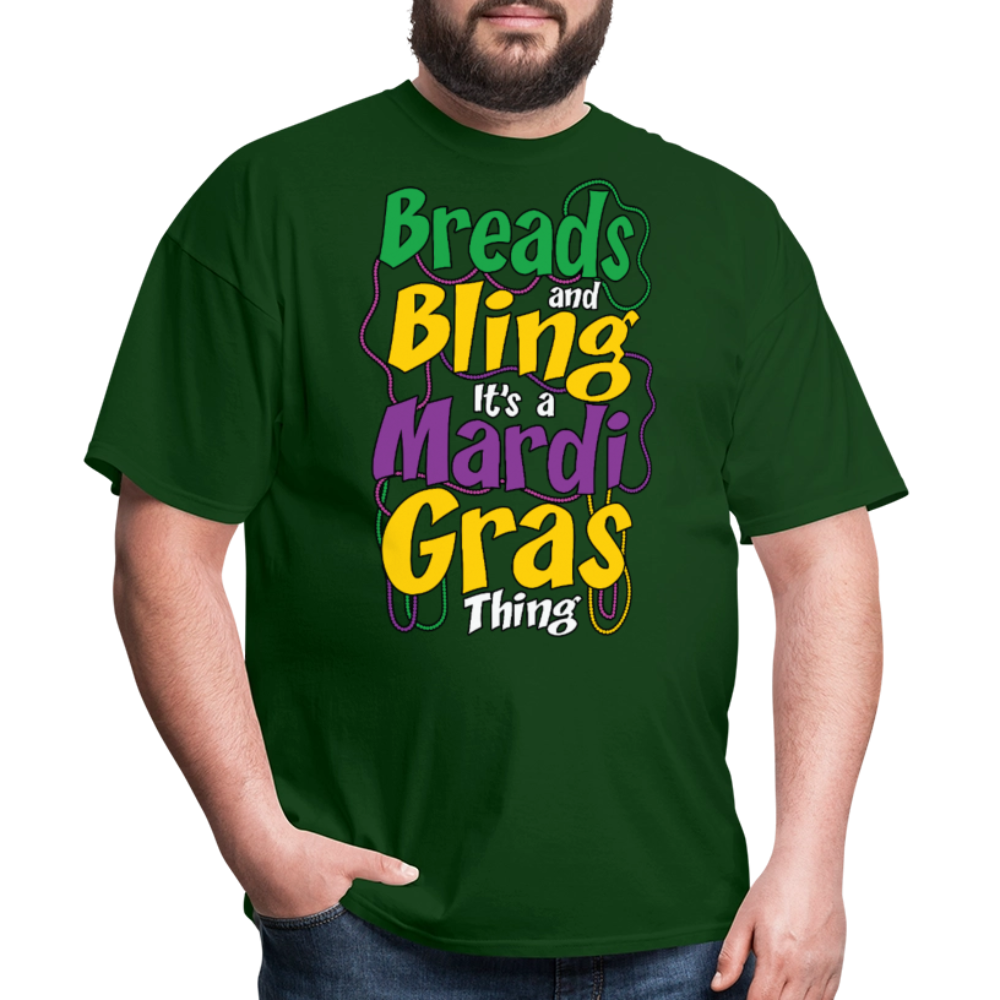 Beads And Bling Mardi Gras Colorful Festive T-shirt - forest green