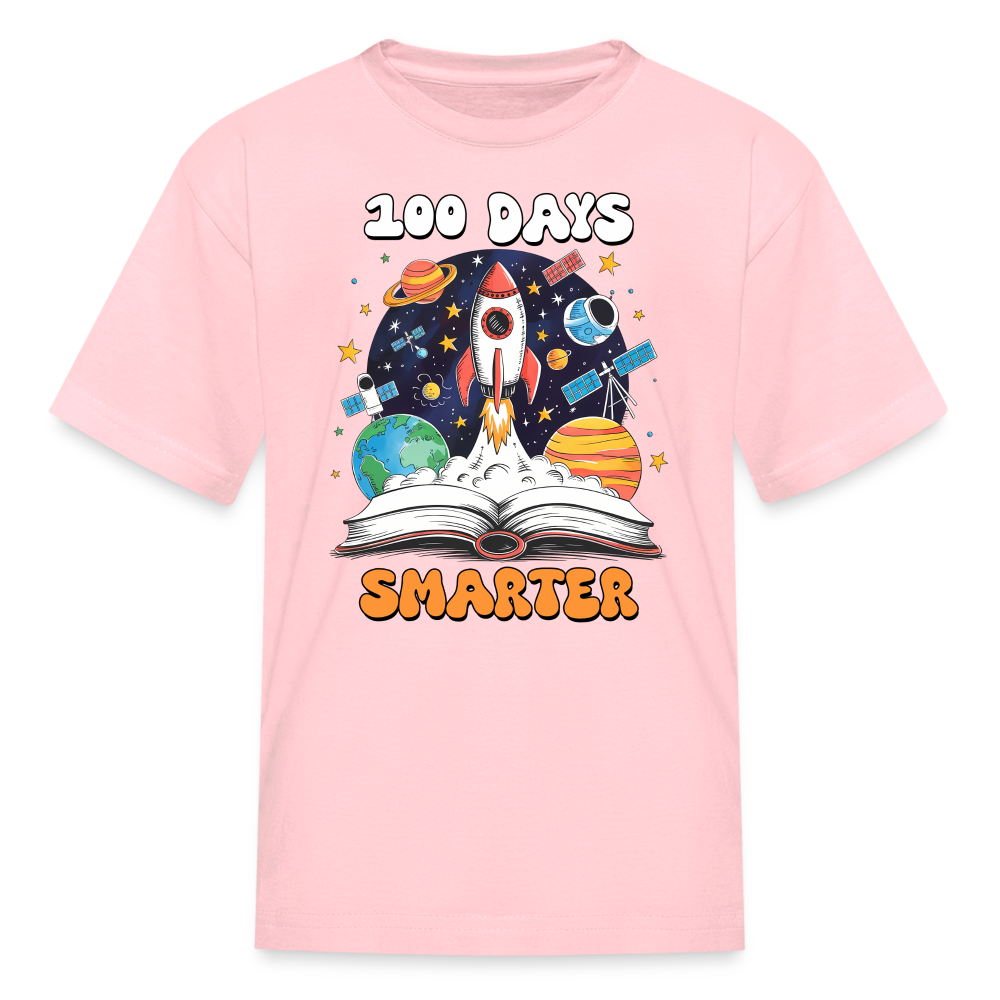 100 Days Smarter Space Themed STEM Learning Kids T-shirt - pink