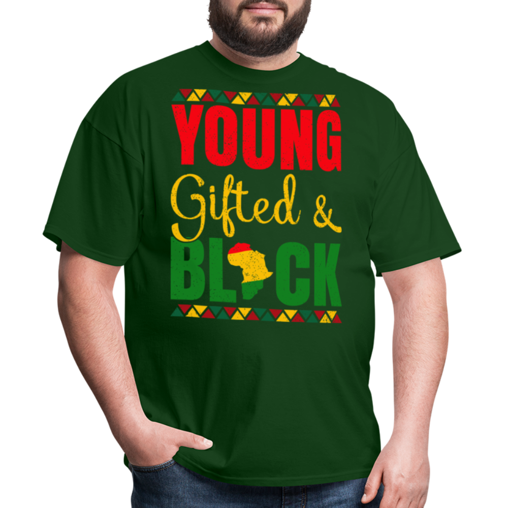 African Heritage Tee Young Gifted and Black T-Shirt - forest green