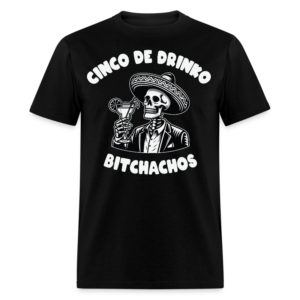 Cinco de Drinko Graphic Tee Skeleton Drinking Margarita T-shirt - black