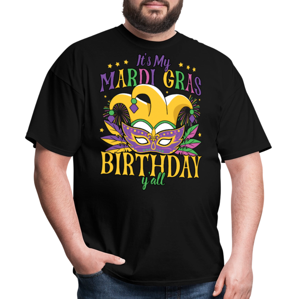 Funny Mardi Gras Birthday Party Outfit Mardi Gras Birthday Y'all T-shirt - black