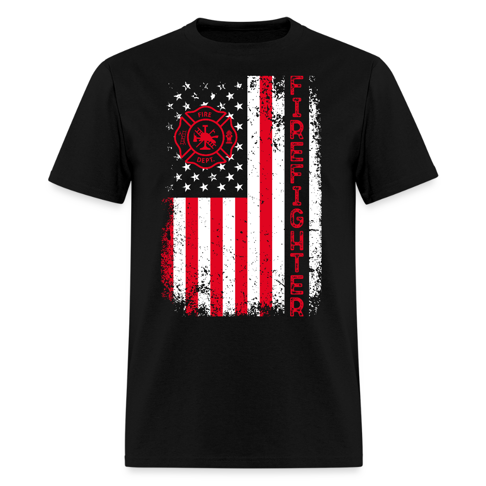Thin red line American Flag Axe Patriot Firefighter Gift T-Shirt - black