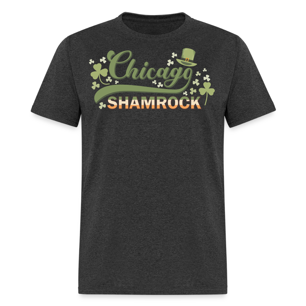 Leprechaun Hat Lucky Chicago Shamrock Graphic T-shirt - heather black