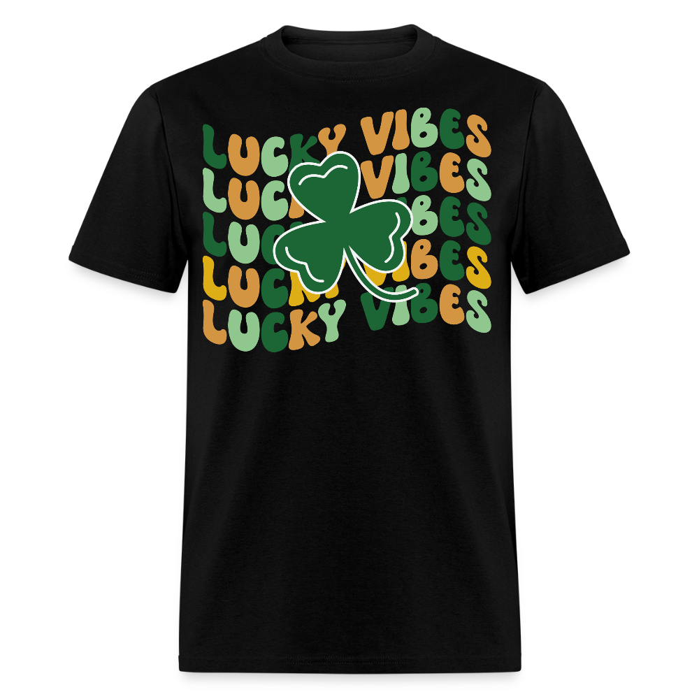 Retro Shamrock St Patrick’s Day Lucky Vibes T-shirt - black