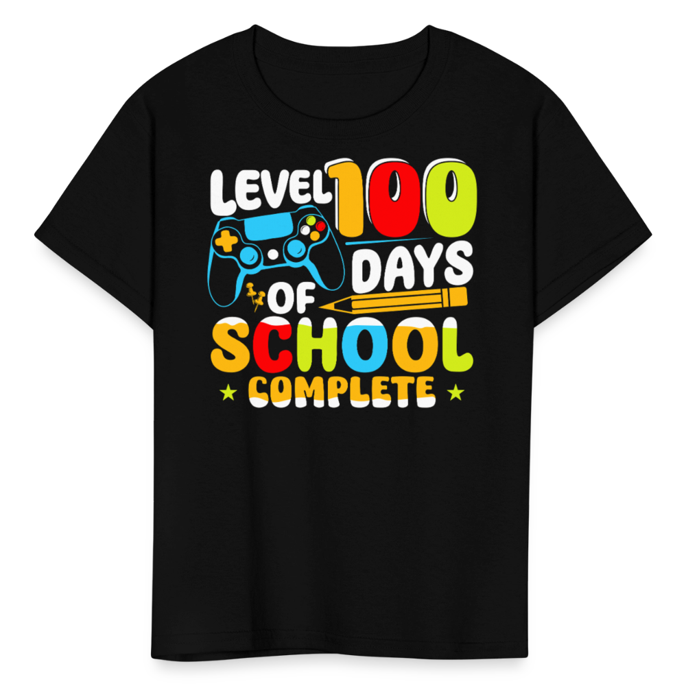 Level 100 Days Of School Complete Gaming Kids T-shirt - black