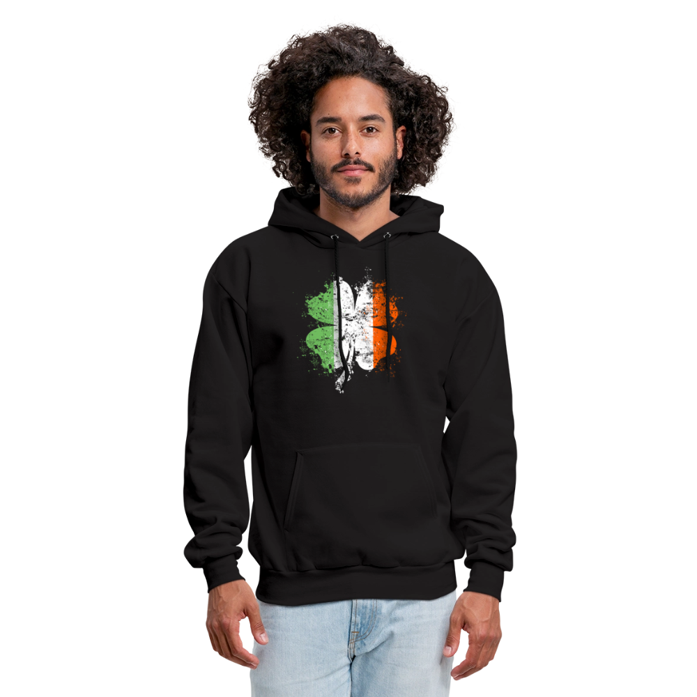 Irish Distressed Shamrock ST Patrick's Day Men's Hoodie - black