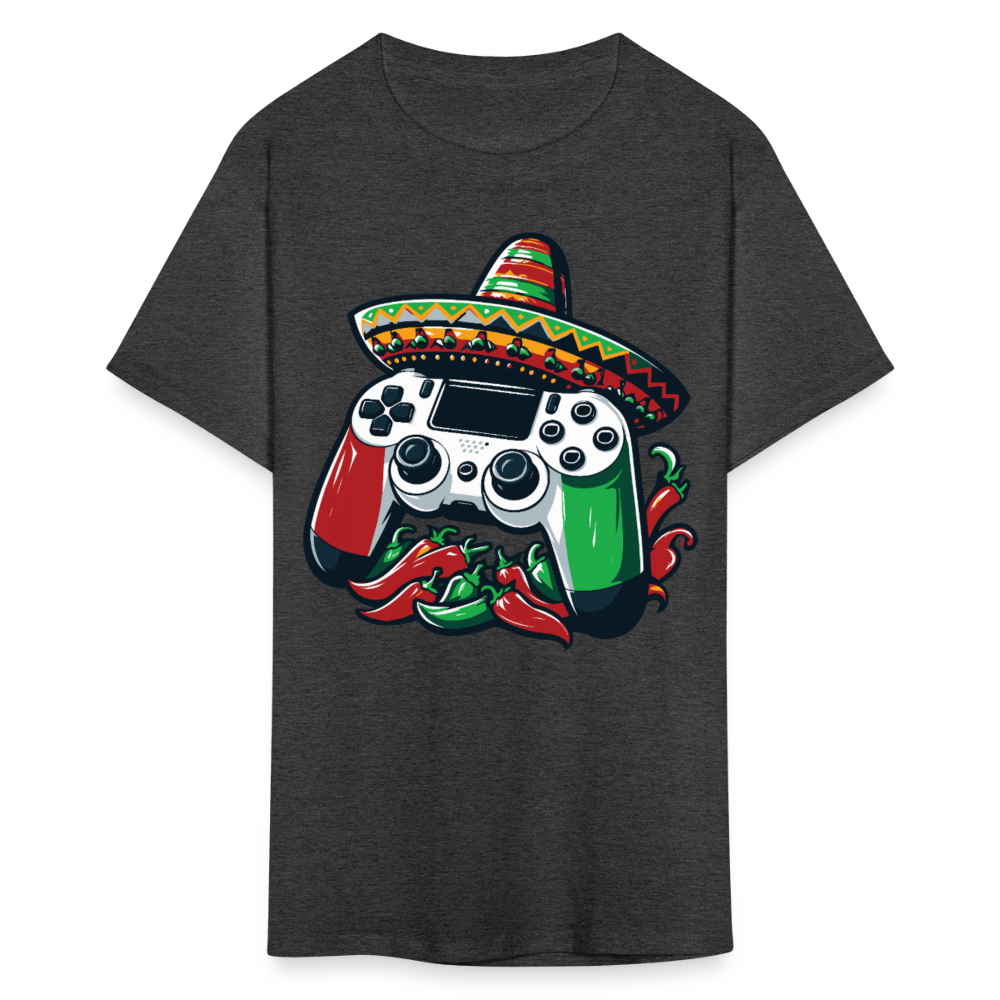 Gamer Controller With Sombrero Design Mexican Gamer T-shirt - heather black