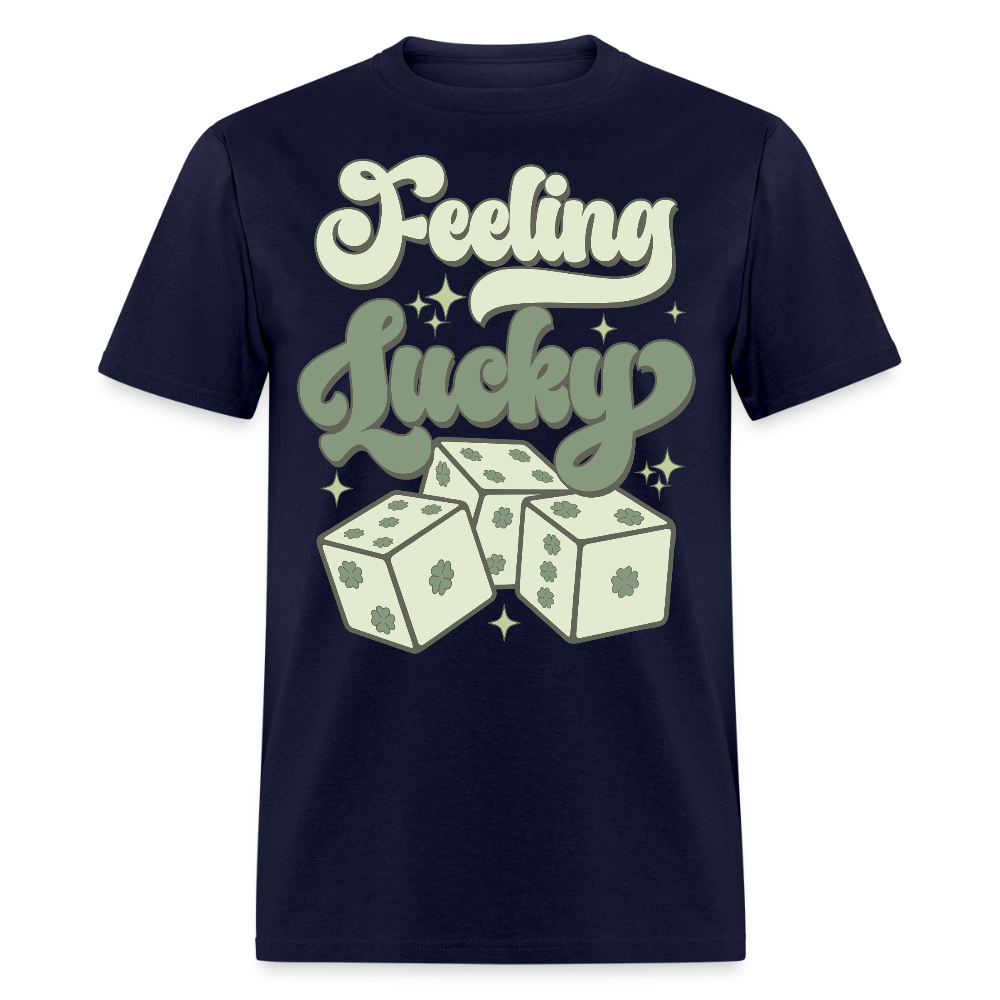 Feeling Lucky St Patrick’s Day Clover and Dice T-shirt - navy