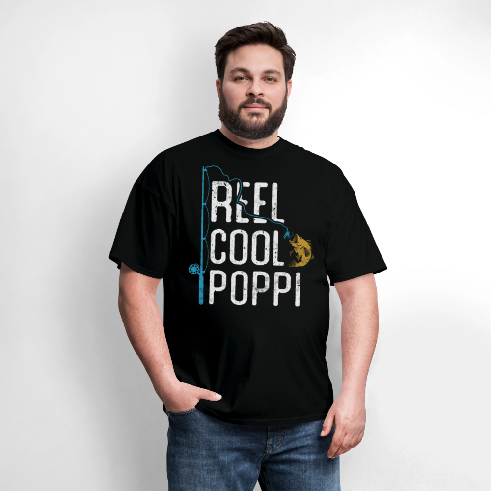 Reel Cool Poppi Funny Fishing T-shirt - black