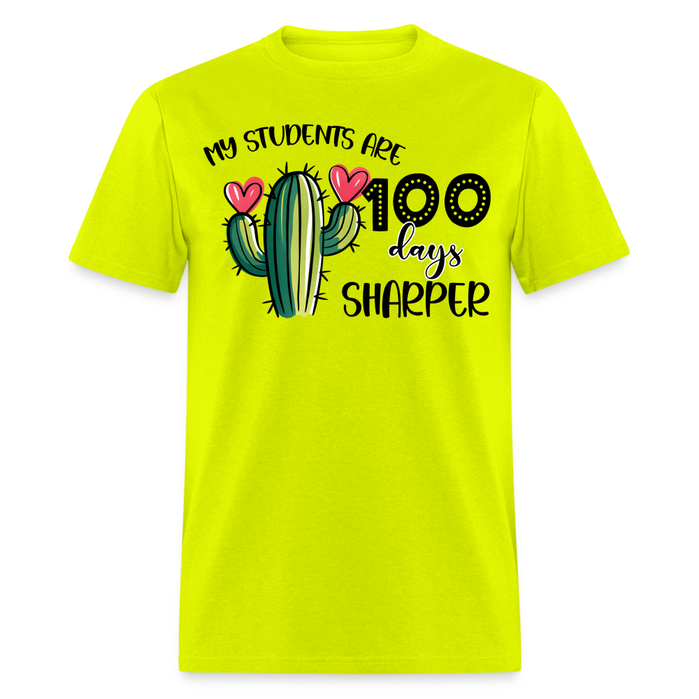 100th Day Of School Outfit For Teachers Cactus Theme 100 Days T-shirt - safety green