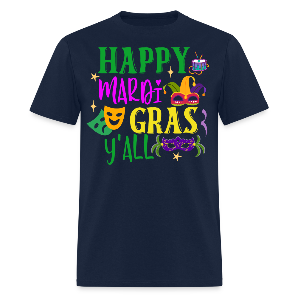 Funny Mardi Gras Y'all Graphic Unisex Classic T-shirt - navy