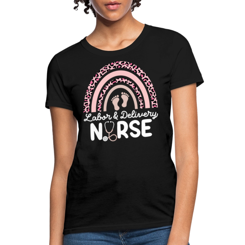 Labor And Delivery Nurse Rainbow T-Shirt - black