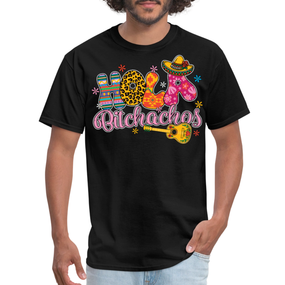 Hola Bitchachos Mexican Party Shirt Cinco de Mayo Funny Graphic T-shirt - black