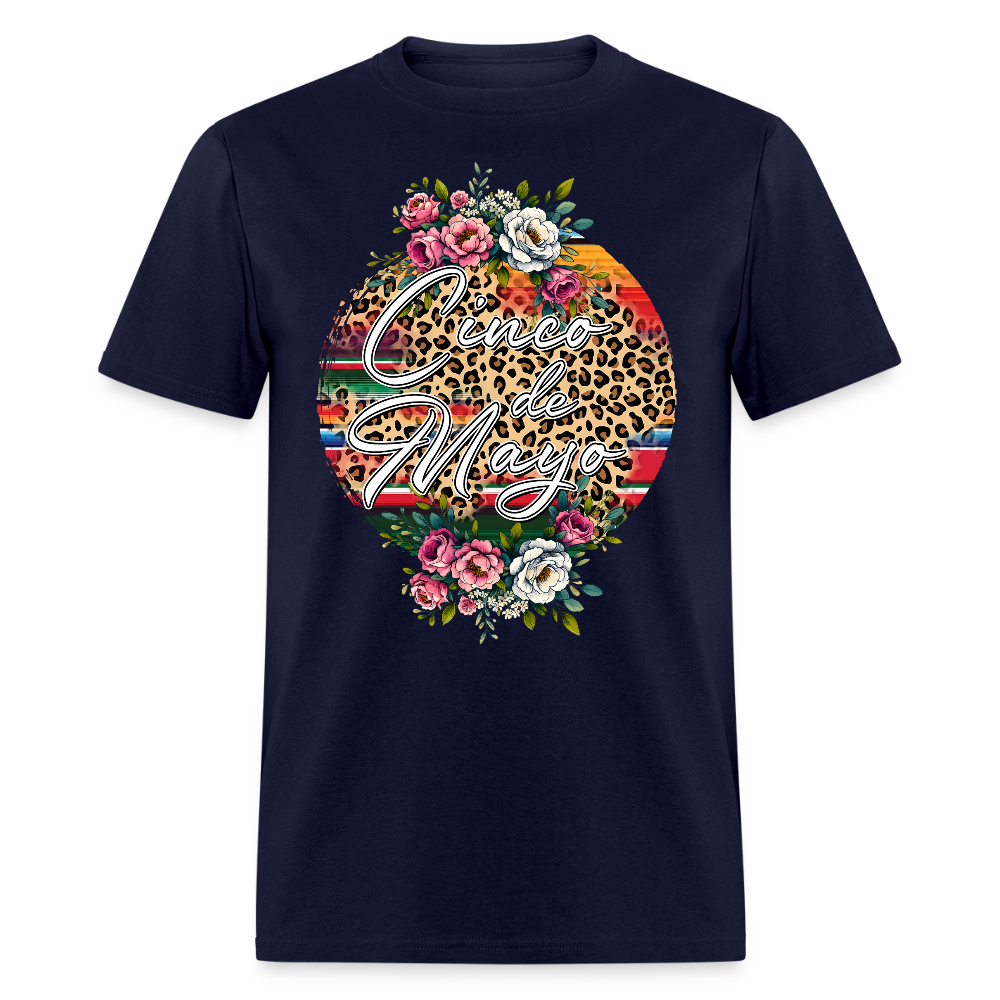 Cinco De Mayo Leopard Print Shirt Colorful Mexican Theme Women’s T-shirt - navy