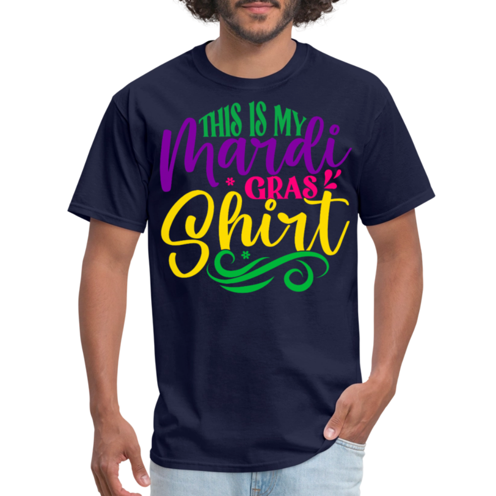 Colorful Mardi Gras T-shirt for Fat Tuesday - navy