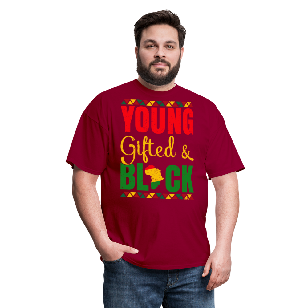 African Heritage Tee Young Gifted and Black T-Shirt - dark red