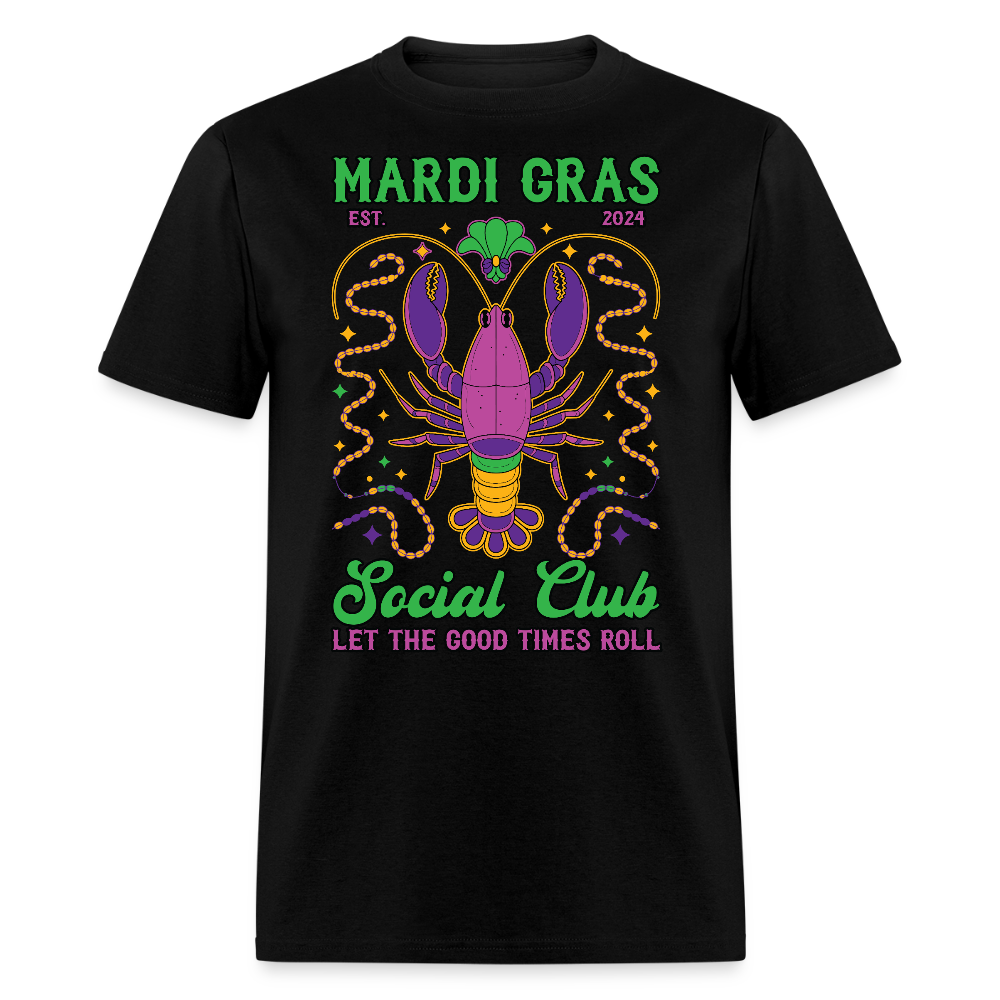 Mardi Gras Social Club Tee Crawfish-themed Mardi Gras T-shirt - black