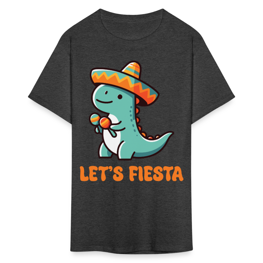 Cute Dinosaur Fiesta Tee For Party Lovers Let's Fiesta T-shirt - heather black