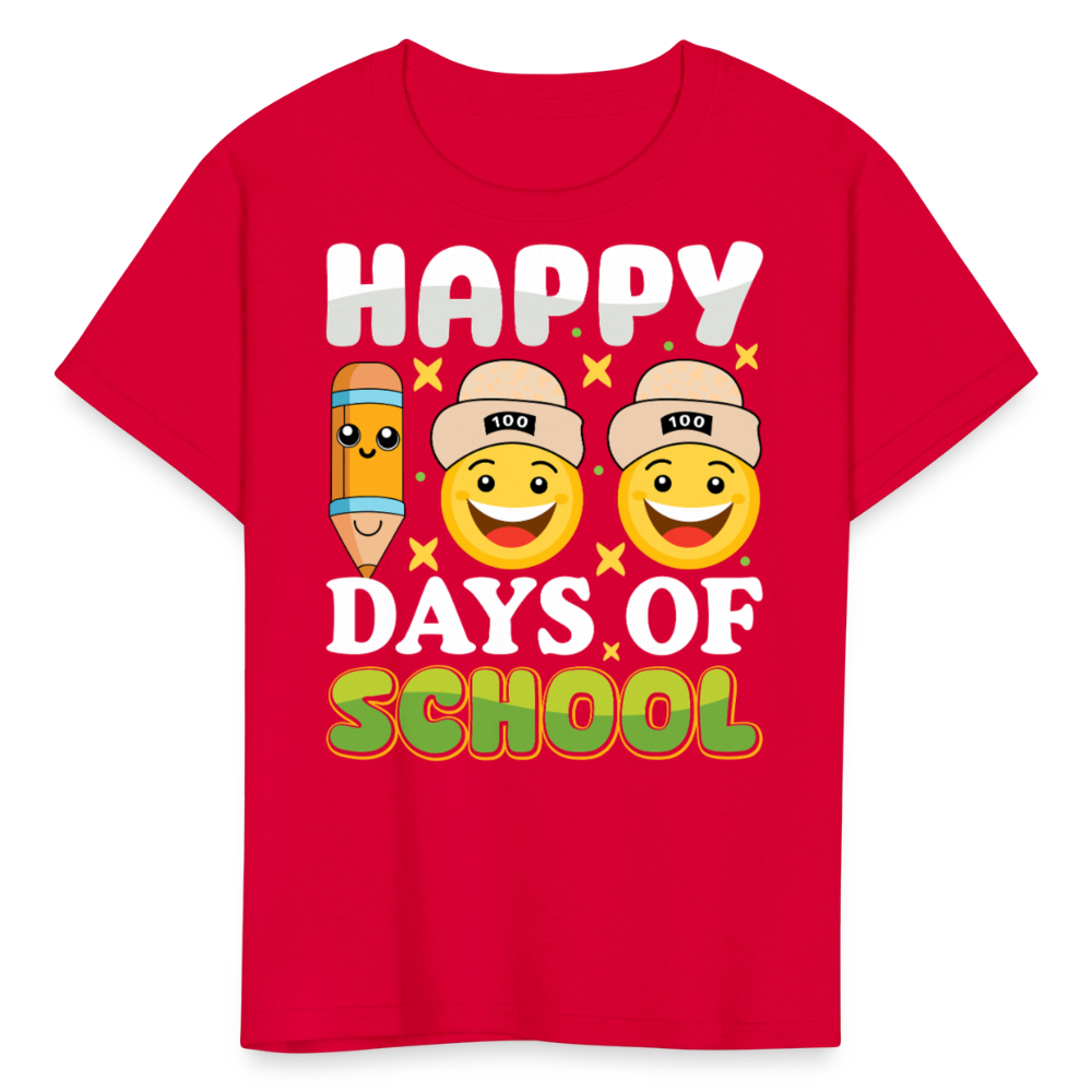 100 Days Of School Tee For Kids School Milestone Celebration T-shirt - red