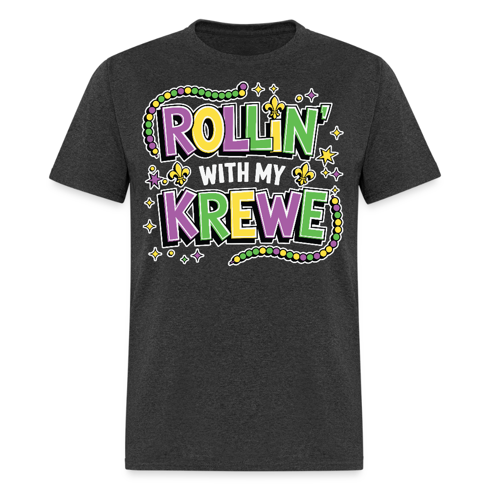 Mardi Gras Outfit Ideas Rollin’ With My Krewe Mardi Gras T-shirt - heather black