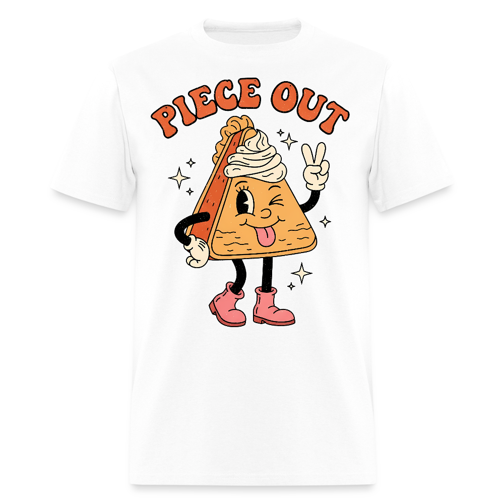 Piece Out Pie Funny Retro Food Thanksgiving T-Shirt - white