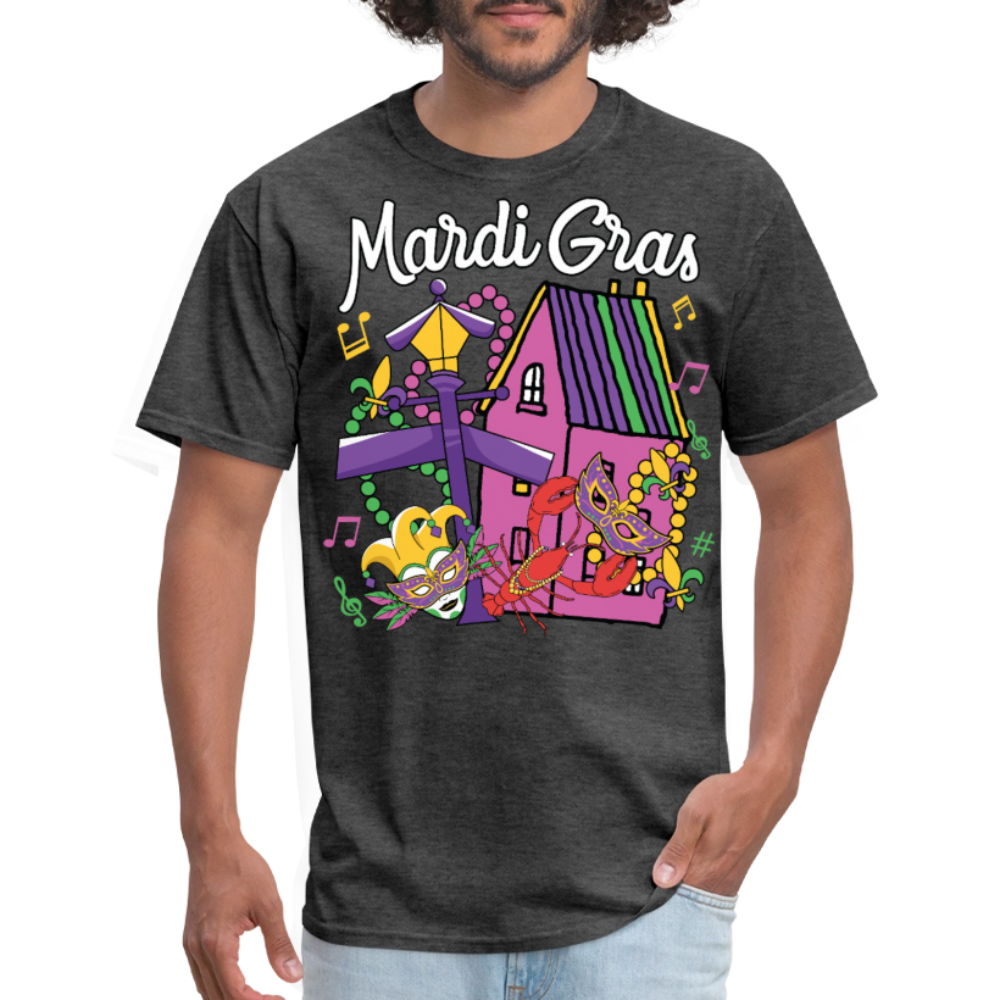 New Orleans Themed Festival Tee For Parades Mardi Gras T-shirt - heather black