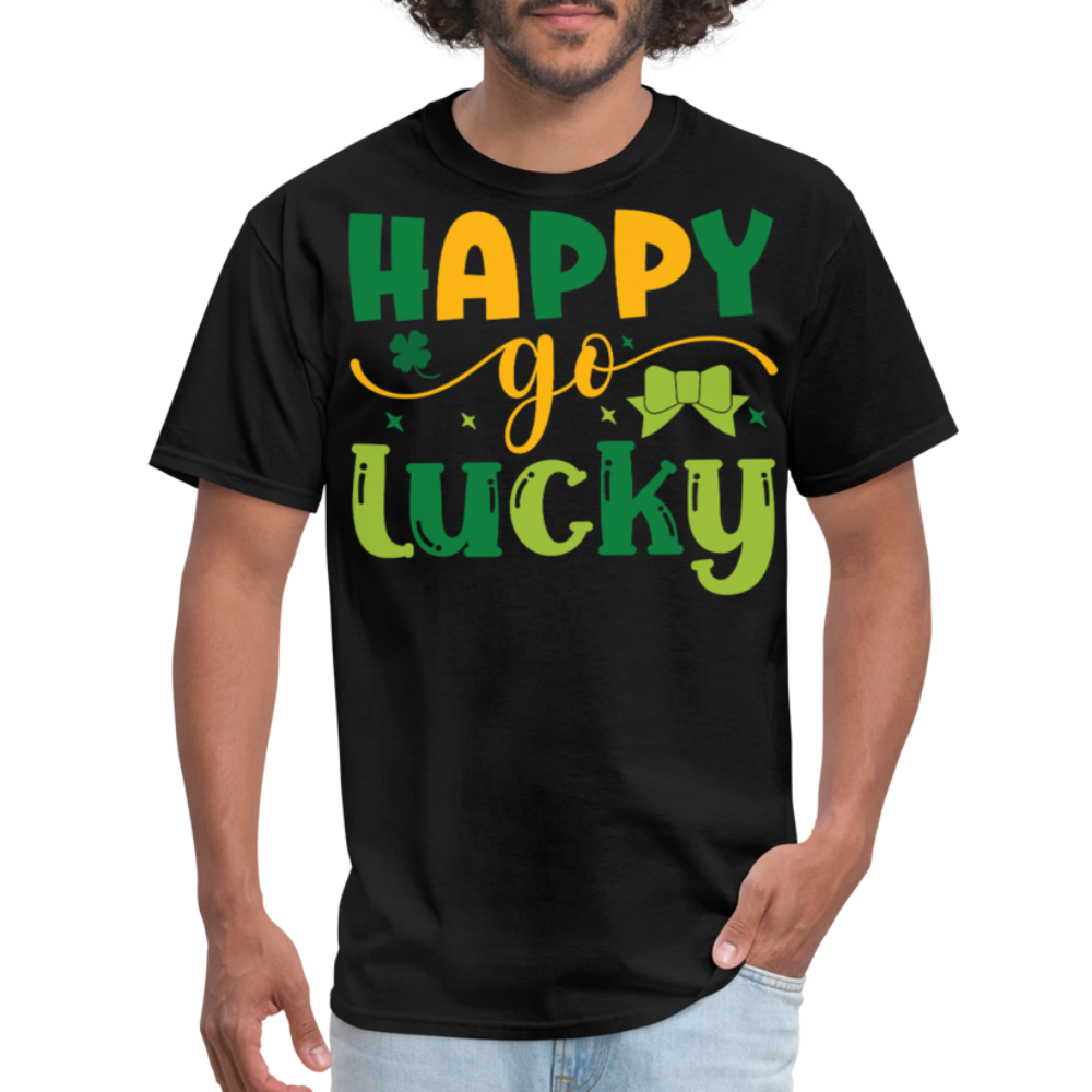 St Patrick’s Day Happy Go Lucky T-shirt - black