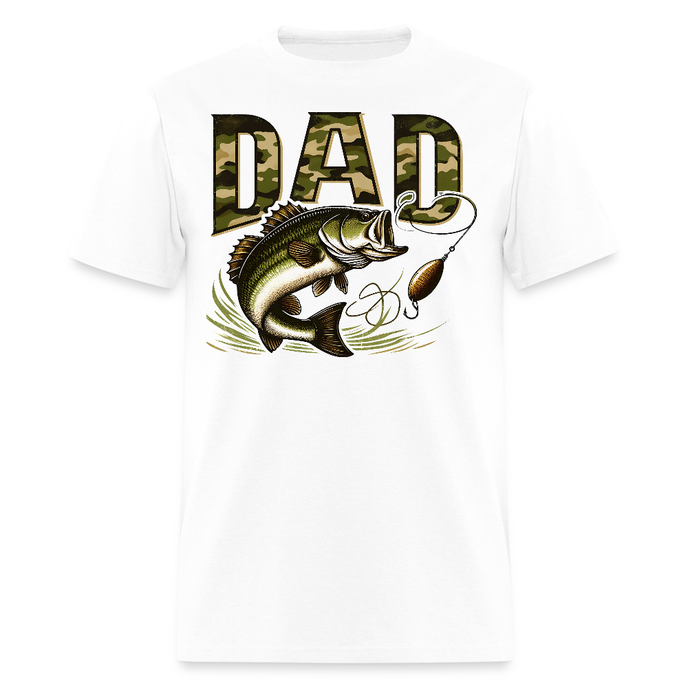 Camo Bass Fish Tee for Dad Father's Day Fishing T-Shirt - white
