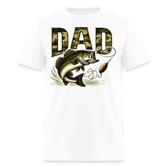 Camo Bass Fish Tee for Dad Father's Day Fishing T-Shirt - white