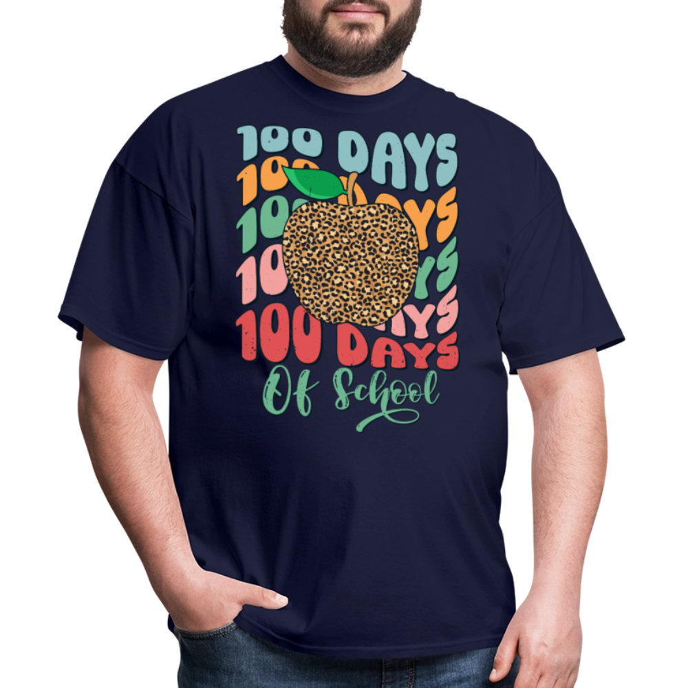 Leopard print 100 Days Of School Teacher Appreciation Gifts T-shirt - navy