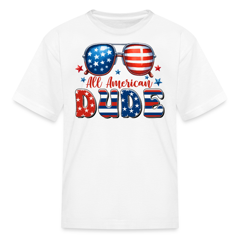 All American Dude Patriotic Kids' T-Shirt - white