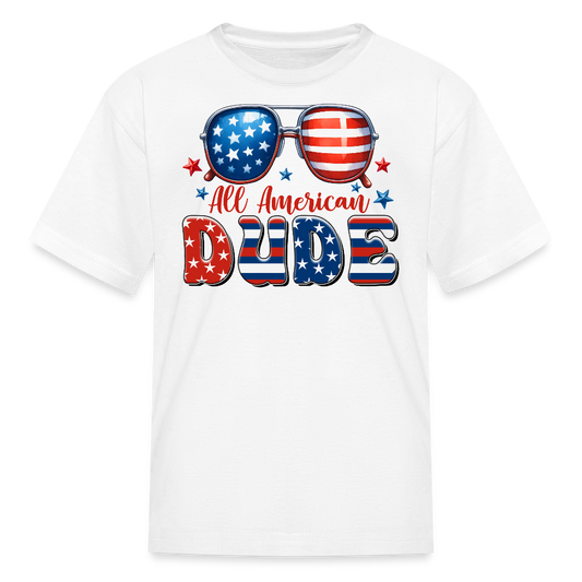 All American Dude Patriotic Kids' T-Shirt - white