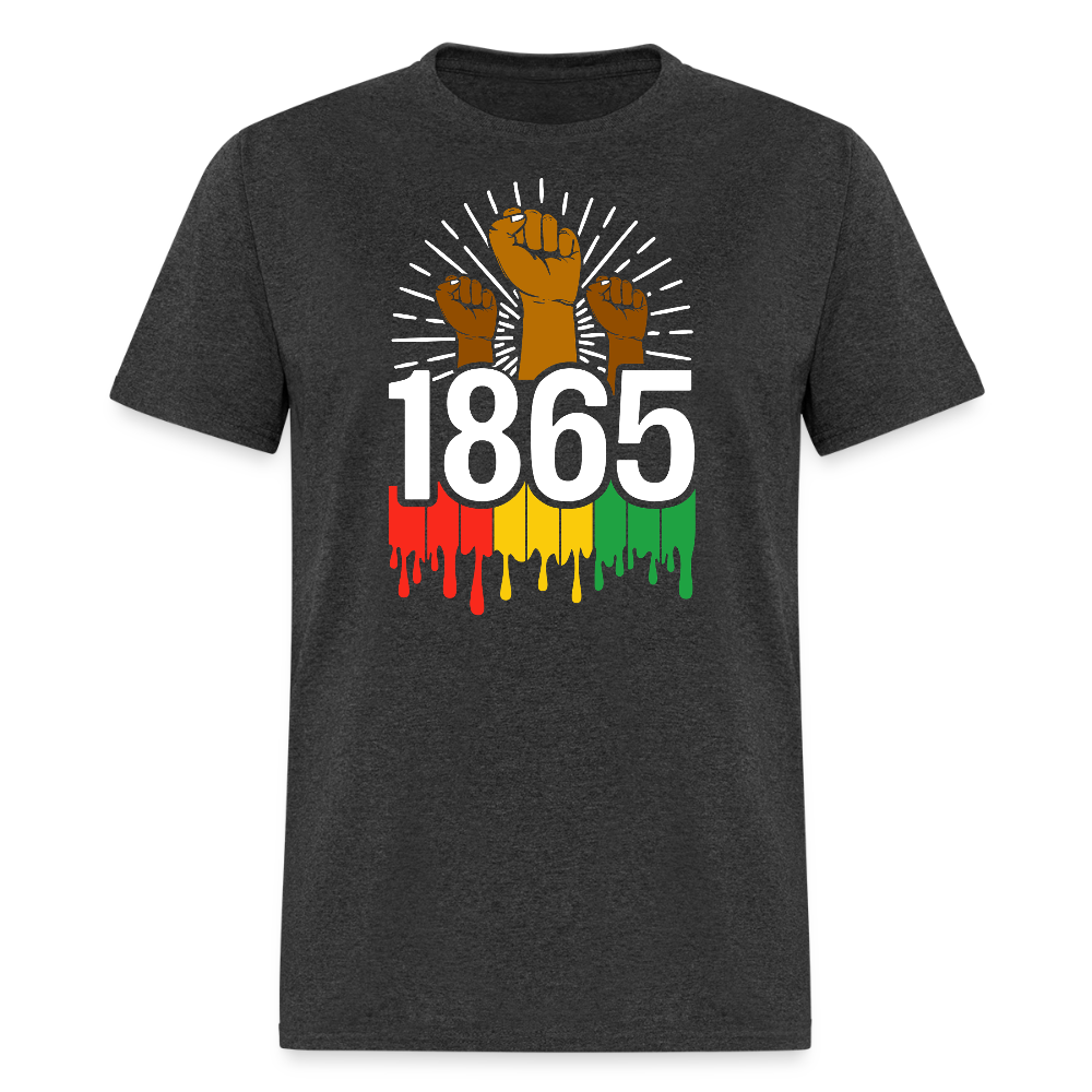 Juneteenth 1865 Tee for Black History Month Raised Fist Revolution T-shirt - heather black