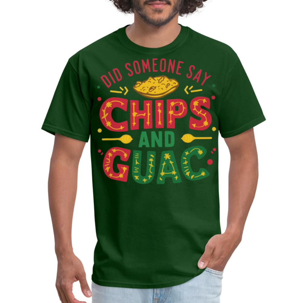 Mexican Food Lover Graphic Tee Funny Chips And Guacamole T-shirt - forest green