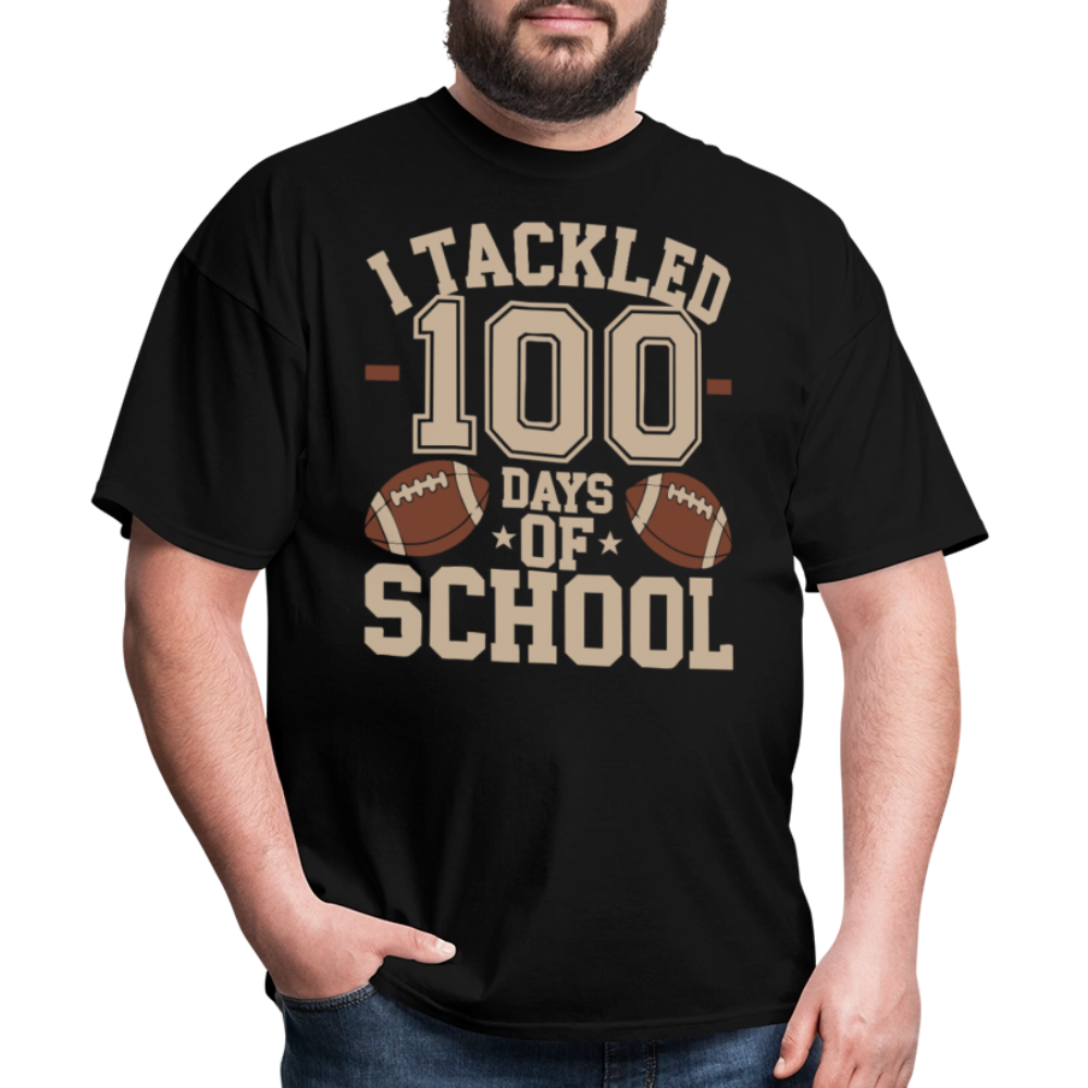 100 Days Of School Tee For Teachers Funny Football Themed School T-shirt - black