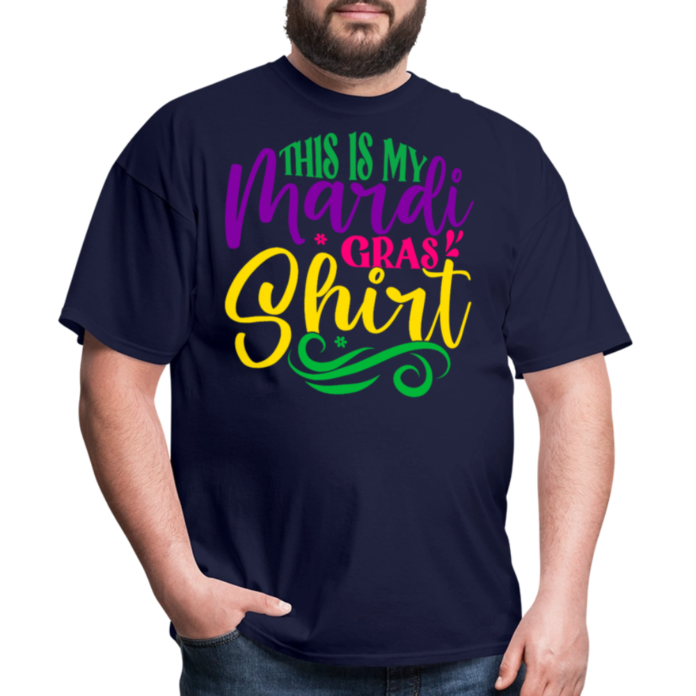 Colorful Mardi Gras T-shirt for Fat Tuesday - navy