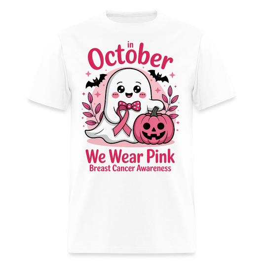 In October We Wear Pink Breast Cancer T-Shirt - white