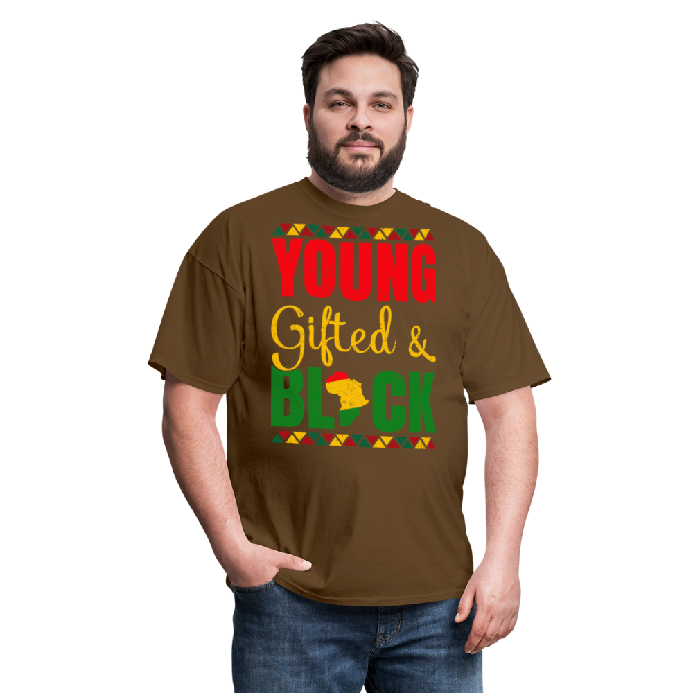 African Heritage Tee Young Gifted and Black T-Shirt - brown