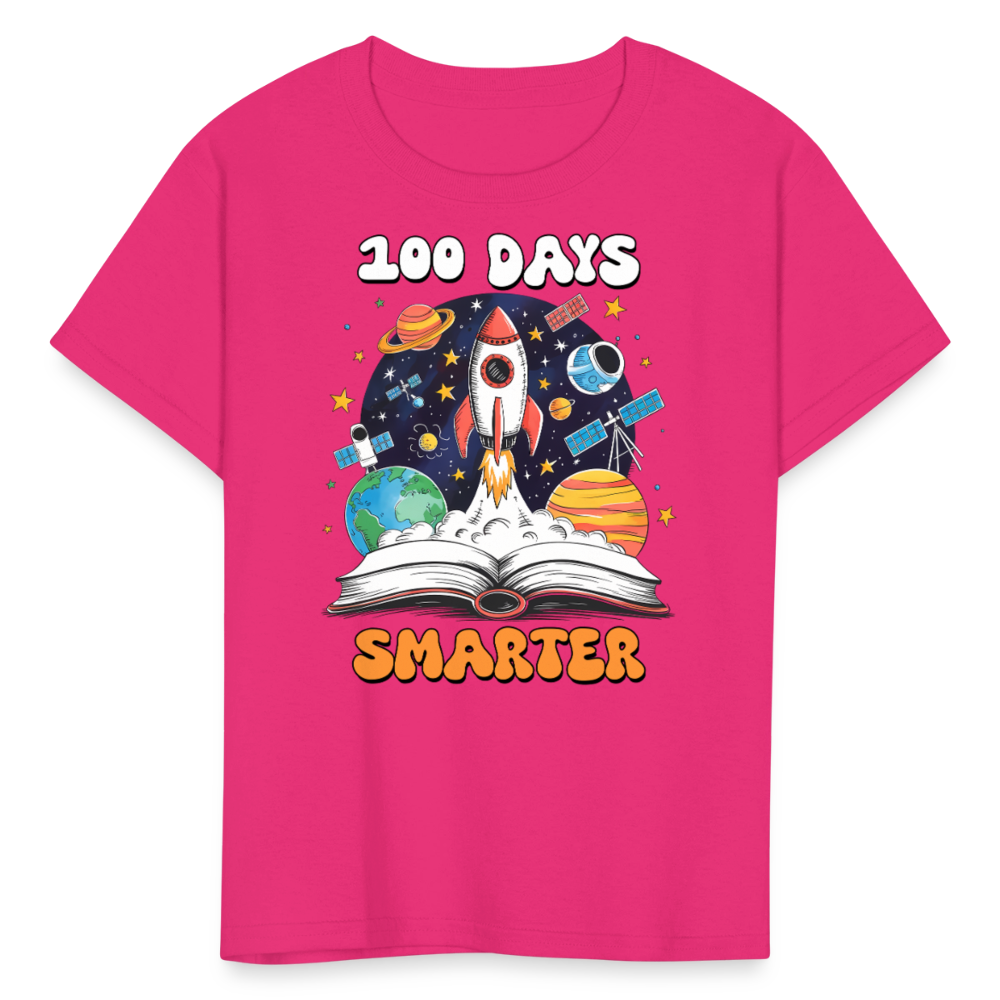 100 Days Smarter Space Themed STEM Learning Kids T-shirt - fuchsia